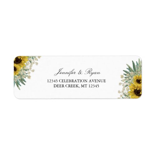 Romantic Sunflower Watercolor Label