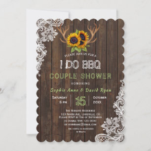 Romantic Sunflowers Antlers I DO BBQ Couple Shower Invitation