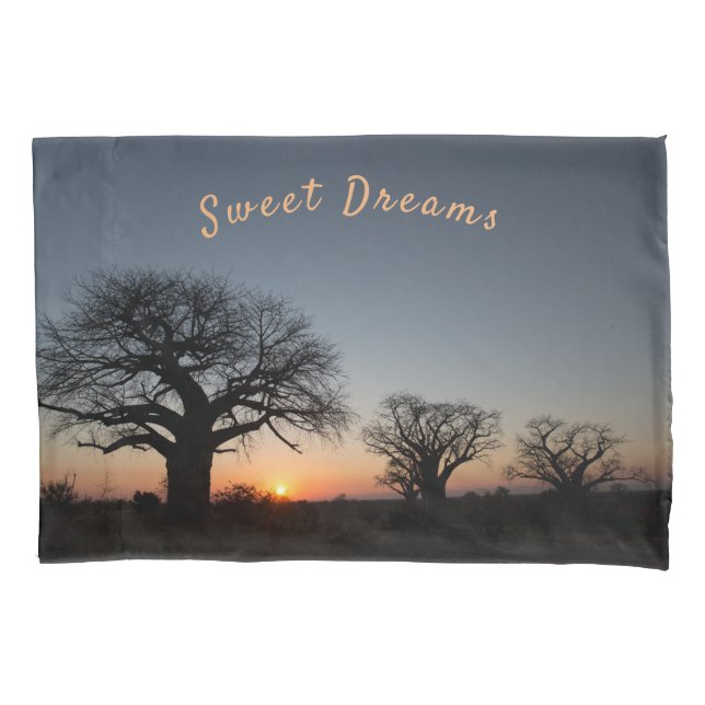 Romantic sunset at the sacred Baobabs photo Pillow Case (Front)