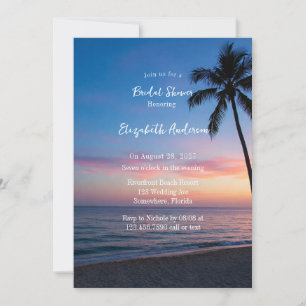 Romantic Sunset Beach Bridal Shower Invitation