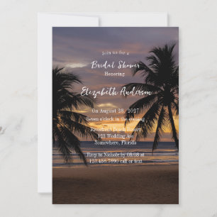 Romantic Sunset Beach Bridal Shower Invitation