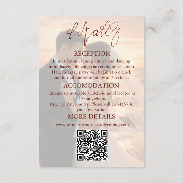 Romantic Sunset Beach Vows Wedding Photo Enclosure Card (Back)