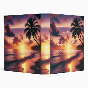 Romantic Sunset Beach Wedding 3 Ring Binder