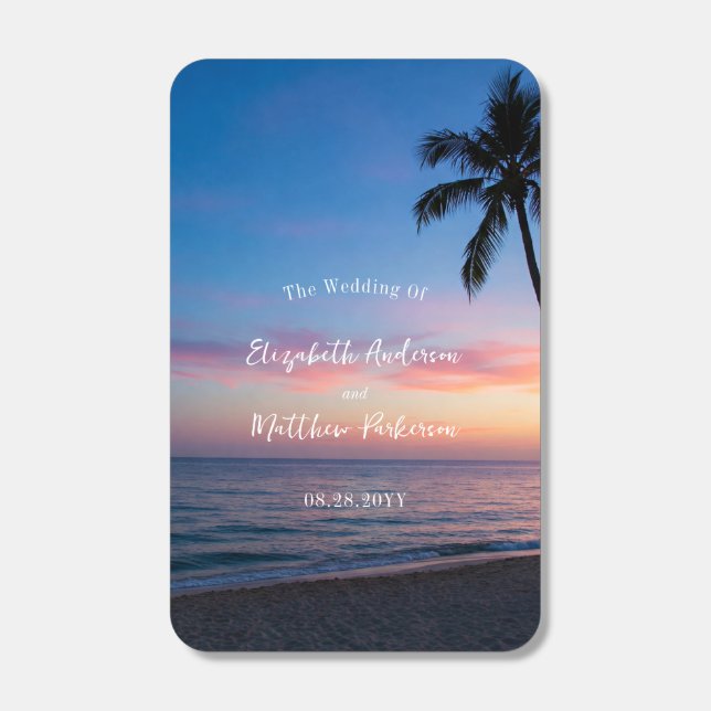 Romantic Sunset Beach Wedding Matchboxes (Front)