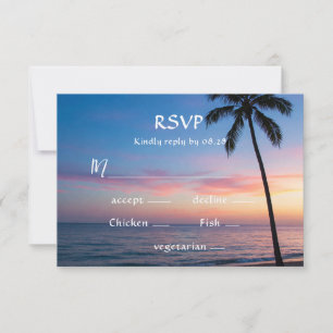 Romantic Sunset Beach Wedding RSVP Cards