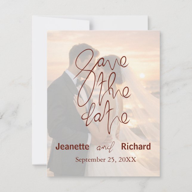 Romantic Sunset Beach Wedding Save the Date (Back)