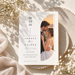 Romantic Sunset Couple Arch Photo Wedding  Invitation