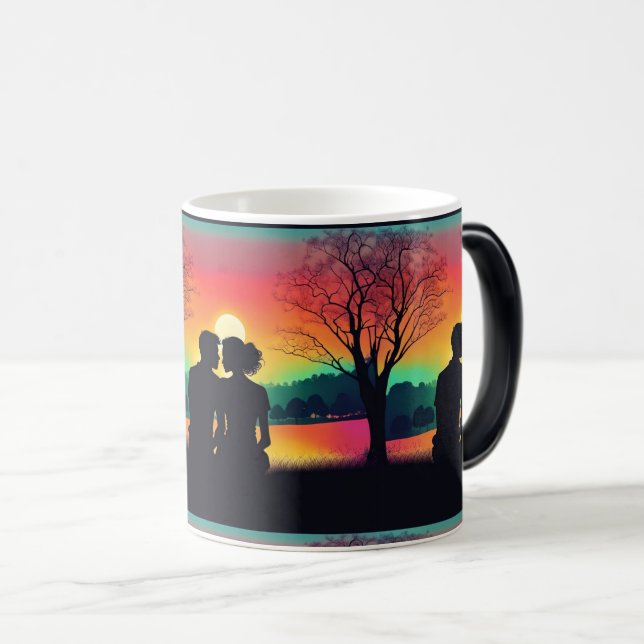 Romantic Sunset – Couple Silhouette Color Morph Mug (Front Right)