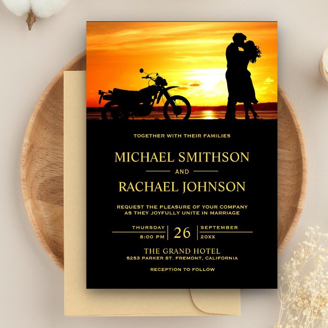 Romantic Sunset Couple Silhouette Wedding Invitation (Creator Uploaded)