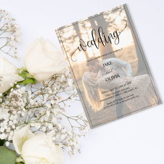Romantic Sunset Elegant 2 Photo Wedding Invitation