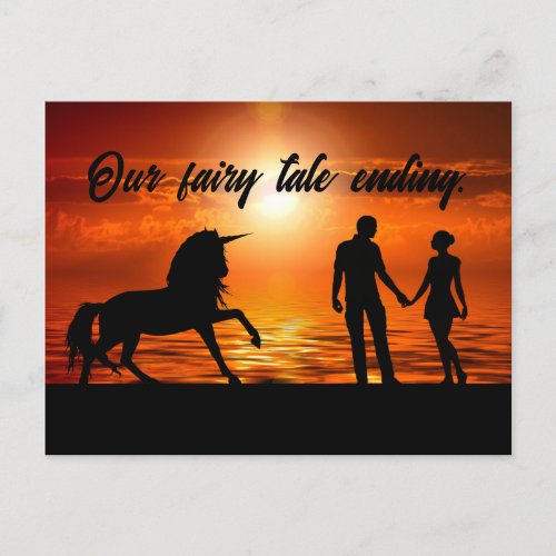 Romantic Sunset Fairy Tale Ending Save The Date Announcement Postcard