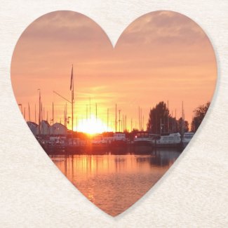 Romantic Sunset Heart Coaster