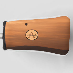 Romantic sunset hot air balloon photo monogram golf head cover