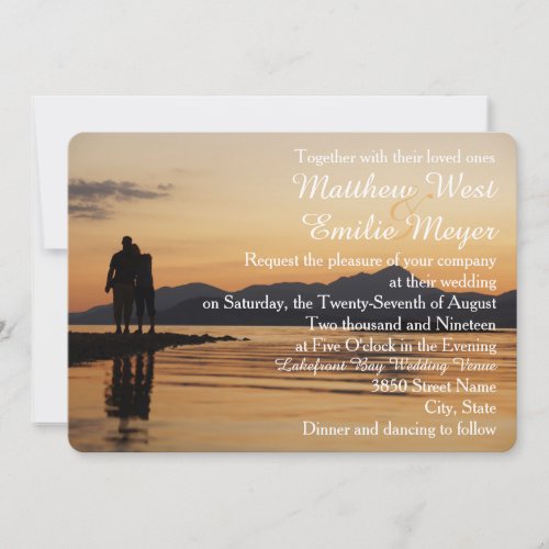 Romantic Sunset Land and Sea Wedding Invitation