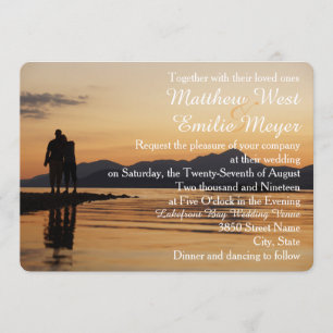 Romantic Sunset Land and Sea Wedding Invitation