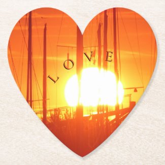 Romantic Sunset LOVE Heart Coaster