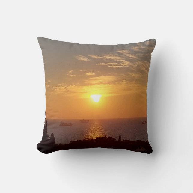 Romantic Sunset Nature Photography Throw Pillow (Front)