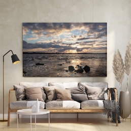 Romantic sunset over the Baltic Sea beach fine art Canvas Print