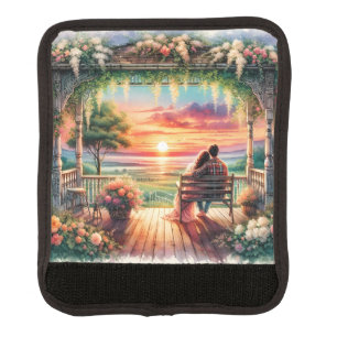 Romantic Sunset Porch View Illustration Luggage Handle Wrap