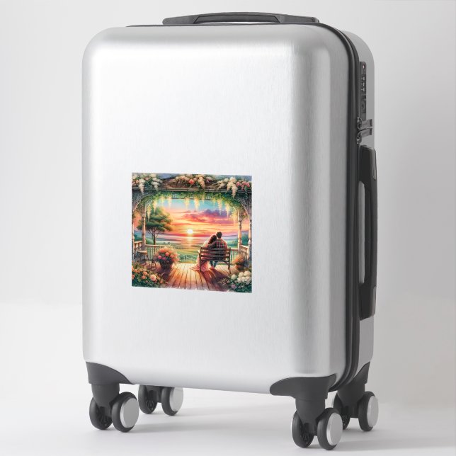 Romantic Sunset Porch View Illustration Sticker (Suitcase)
