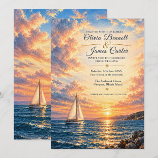 Romantic Sunset Sailboat Wedding Invitation