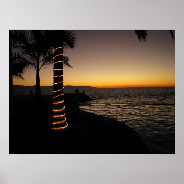 Romantic Sunset Silhouette Poster (Front)
