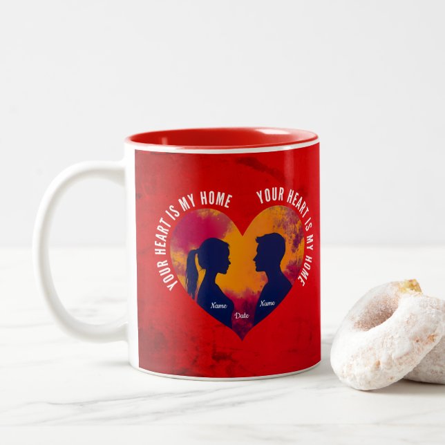 Romantic Sunset Soulmates Your Heart My Home Mug (With Donut)