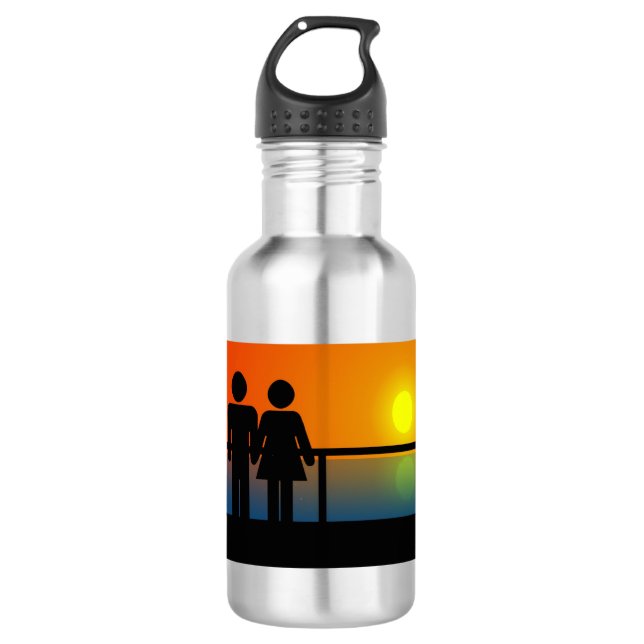 Romantic Sunset Stainless Steel Water Bottle (Front)
