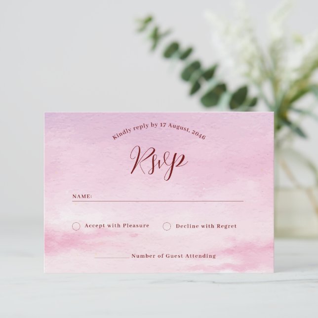 Romantic sunset watercolor wedding invitation rsvp (Standing Front)