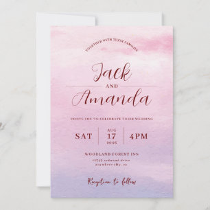 Romantic sunset Watercolor wedding invitations