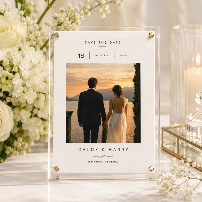 Romantic Sunset Wedding Save The Date Photo Card. (Creator Uploaded)