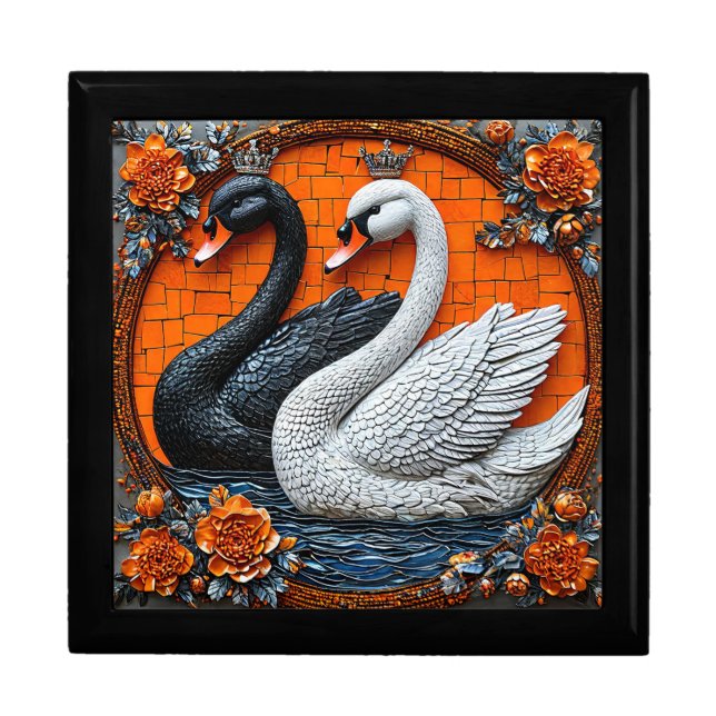 Romantic Swan Couple Crown Gift For Wedding Couple Box (Front)