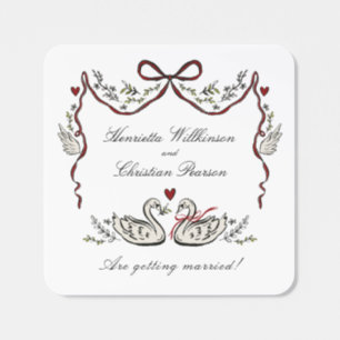 Romantic Swan Couple Wedding Invitation Sticker