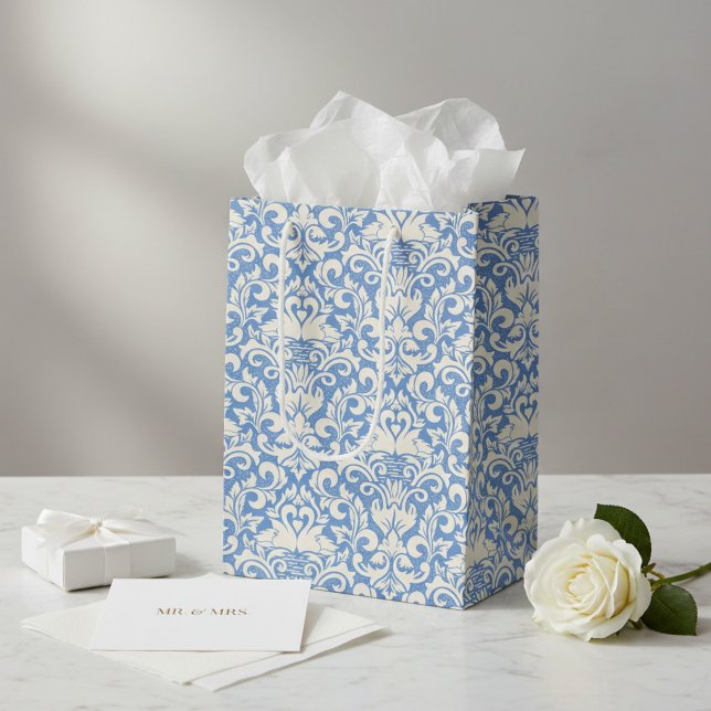 Romantic Swan Damask Love Heart Medium Gift Bag (Creator Uploaded)