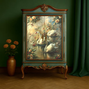 Romantic Swan Lake Elegant Vintage Birds & Floral Tissue Paper