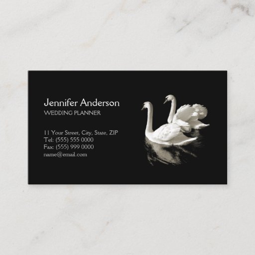Customizable Romantic Swans business card