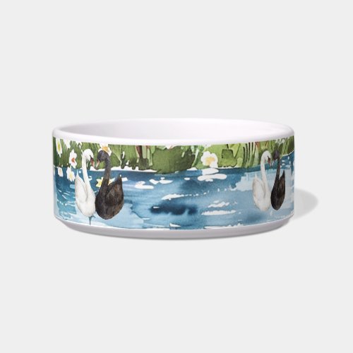 Romantic Swans Blue Lake   Bowl