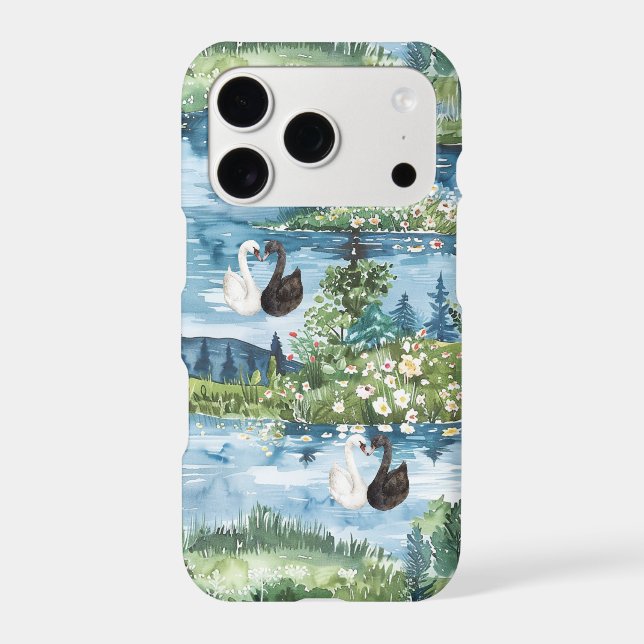 Romantic Swans Blue Lake   Case-Mate iPhone Case (Back)