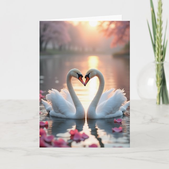 Romantic Swans Heart Card (Front)