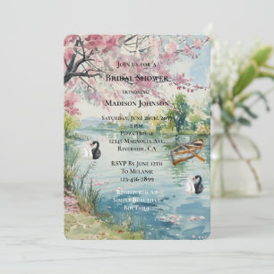 Romantic Swans Lake Bridal Shower Invitation