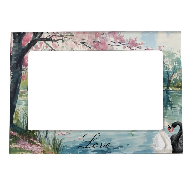 Romantic Swans Lake Love Magnetic Frame (Front)