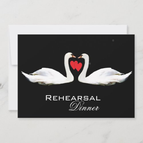 Romantic Swans Rehearsal Dinner Custom Announcement