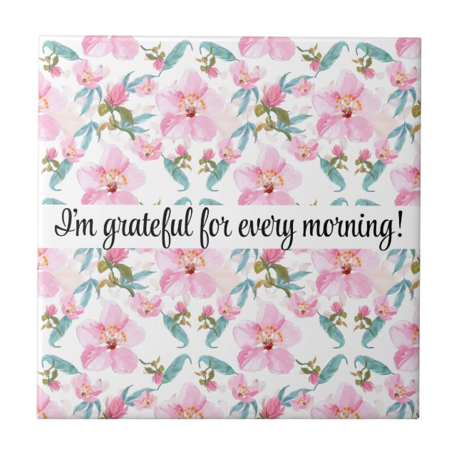 Romantic sweet cherry Blossom art Ceramic Tile (Front)