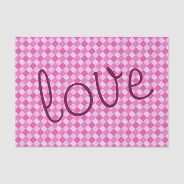 Romantic Sweet Graphical Woven Pink Custom Text Tissue Paper (Front)