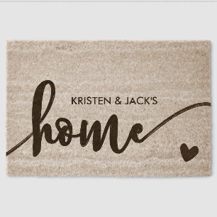 Romantic Sweet Heart Home Couple's Names Fiber Doormat