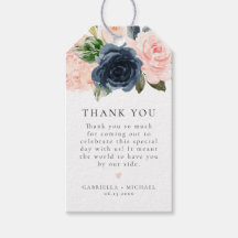 Romantic & Sweet Navy Floral Blush Thank You Favor