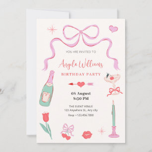 Romantic sweet valentine pastel color birthday invitation