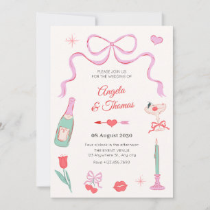 Romantic sweet valentine pastel color wedding invitation