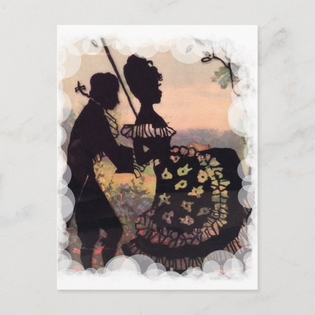 Romantic Swinging Georgian Couple Postcard (Front)