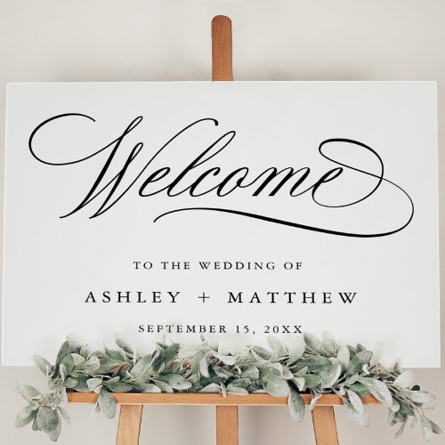 Romantic Swirly Calligraphy Wedding Welcome Foam Board